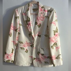 VTG PATRICK CHRISTOPHER FLORAL 100% SILK COVERED BUTTONS WOMEN’S BLAZER SIZE 6